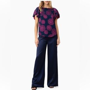 NWT Nikita Navy Wide-Leg Satin Pants